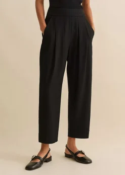 Textured Weave Crop Tapered Trouser