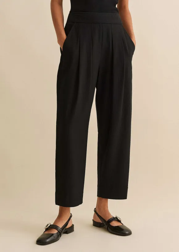 Textured Weave Crop Tapered Trouser