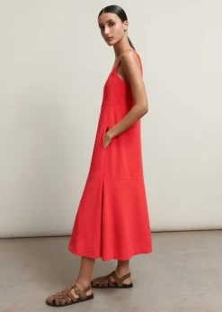 Towelling Sleeveless Midi Dress