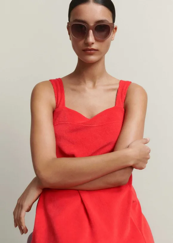 Towelling Sleeveless Midi Dress