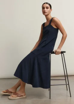 Towelling Sleeveless Midi Dress