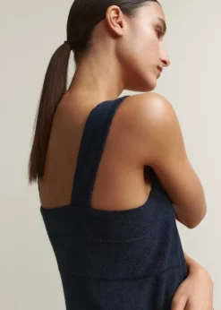Towelling Sleeveless Midi Dress