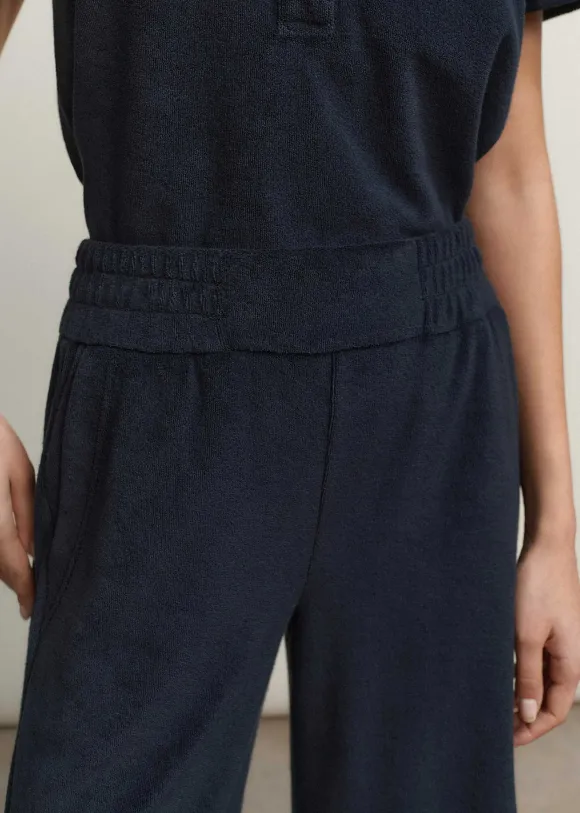 Towelling Wide-Leg Crop Trouser