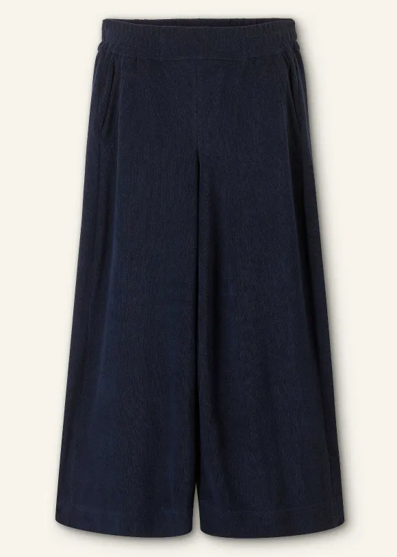 Towelling Wide-Leg Crop Trouser
