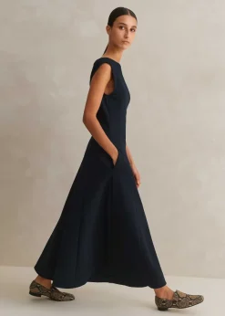 Travel Tailoring Boat Neck Midi Dress