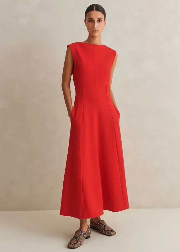 Travel Tailoring Boat Neck Midi Dress