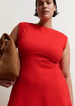 Travel Tailoring Boat Neck Midi Dress