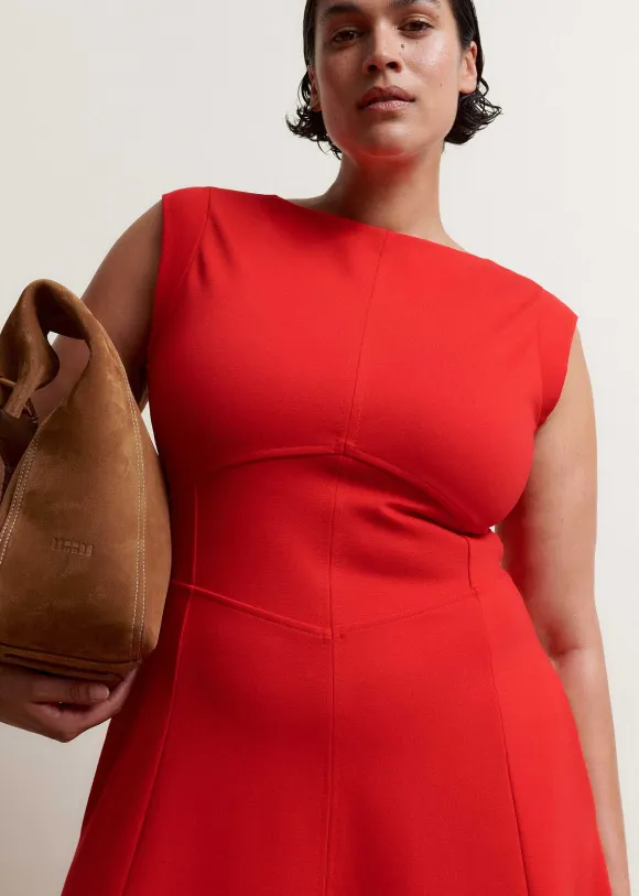 Travel Tailoring Boat Neck Midi Dress