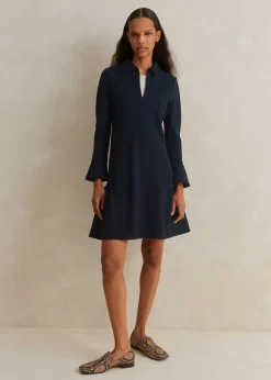 Travel Tailoring Fluted Hem Shift Dress