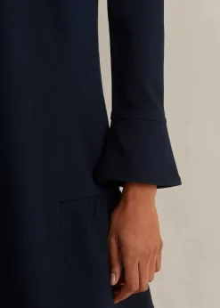 Travel Tailoring Fluted Hem Shift Dress