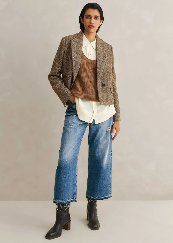 Tweed Cropped Coat Jacket
