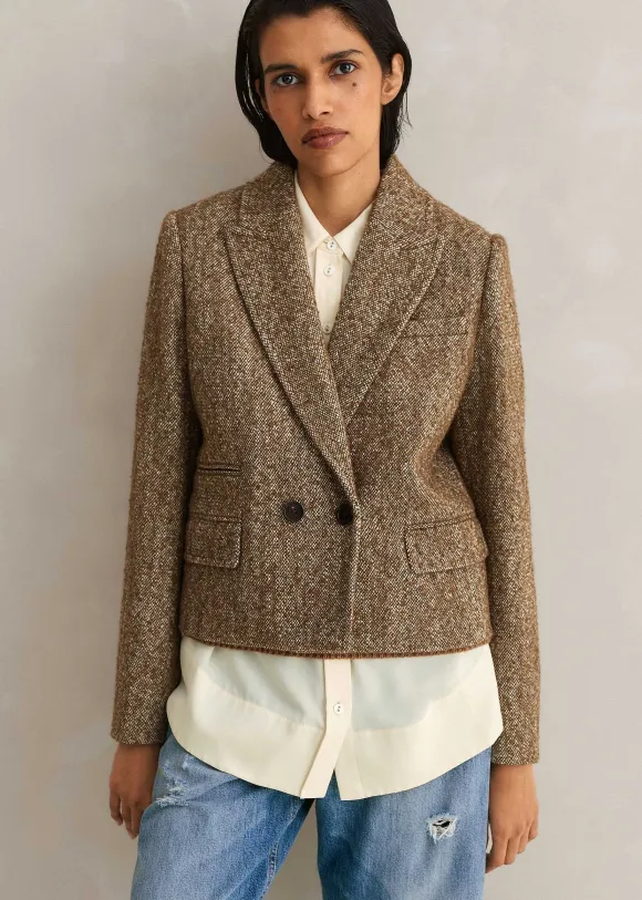 Tweed Cropped Coat Jacket