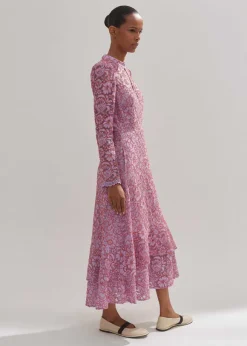 Two-Tone Lace Midi Dress