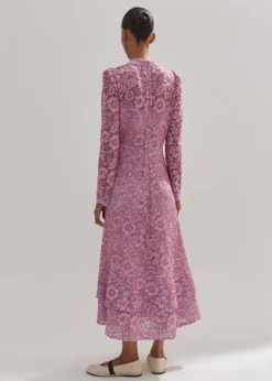 Two-Tone Lace Midi Dress