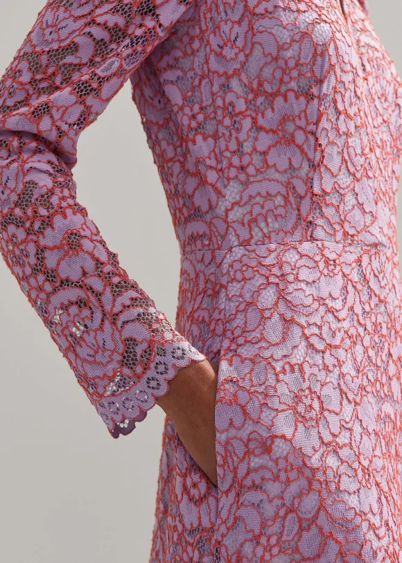 Two-Tone Lace Midi Dress