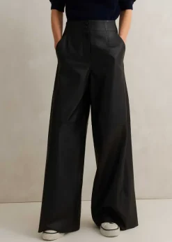 Ultra-Soft Leather Wide-Leg Trouser