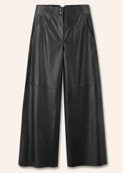 Ultra-Soft Leather Wide-Leg Trouser