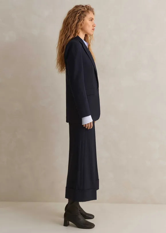 Wool - Blend Exaggerated Crop Trouser Suit