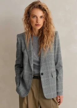 Wool Check Boyfriend Blazer
