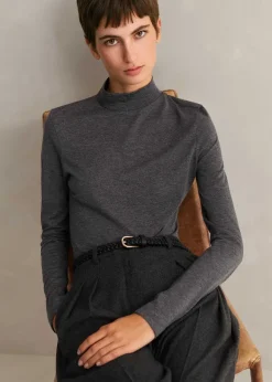 Wool Jersey Roll Neck Top