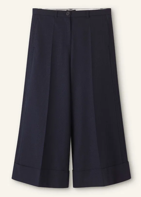 Wool-Blend Exaggerated Crop Trouser