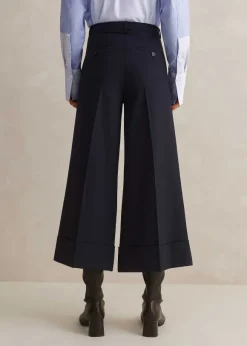 Wool-Blend Exaggerated Crop Trouser