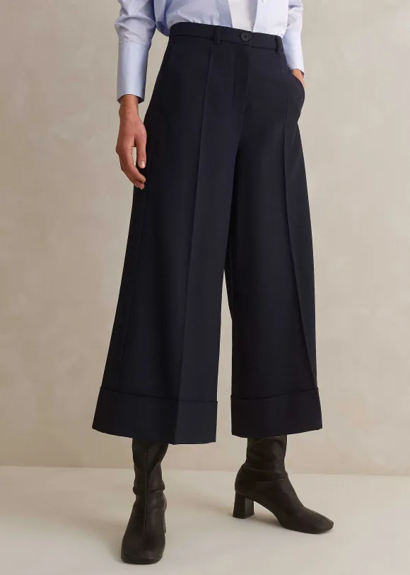 Wool-Blend Exaggerated Crop Trouser