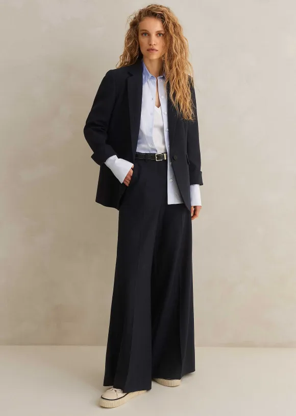 Wool-Blend Sharp Longline Blazer