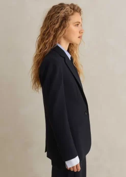 Wool-Blend Sharp Longline Blazer