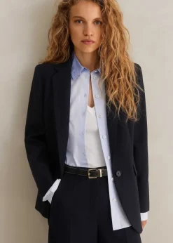 Wool-Blend Sharp Longline Blazer
